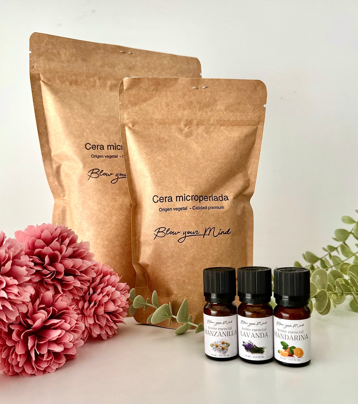 Pack relajante. Cera microperlada + 3 aceites esenciales